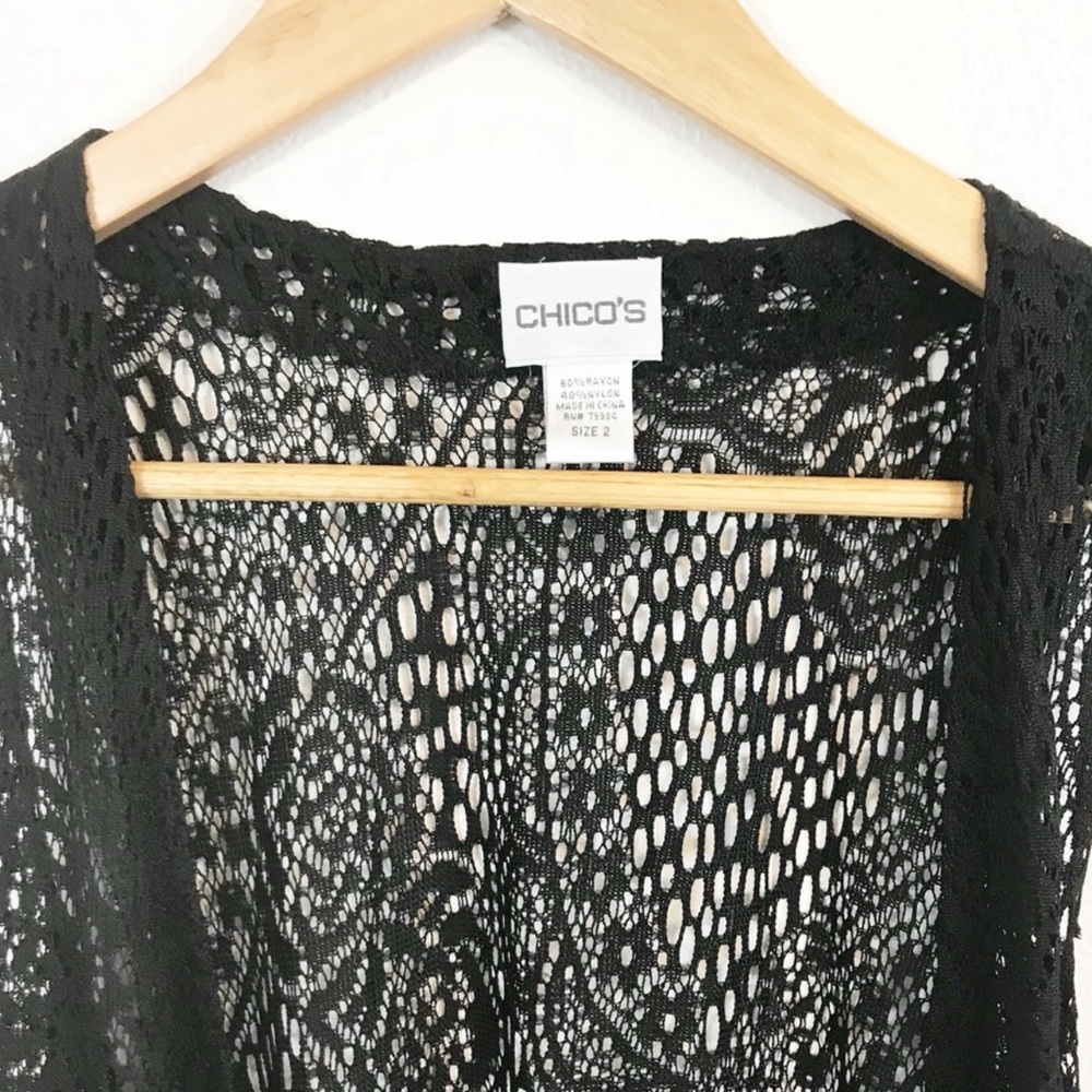 Chico’s Black Floral Lace Duster - Picture 2 of 6